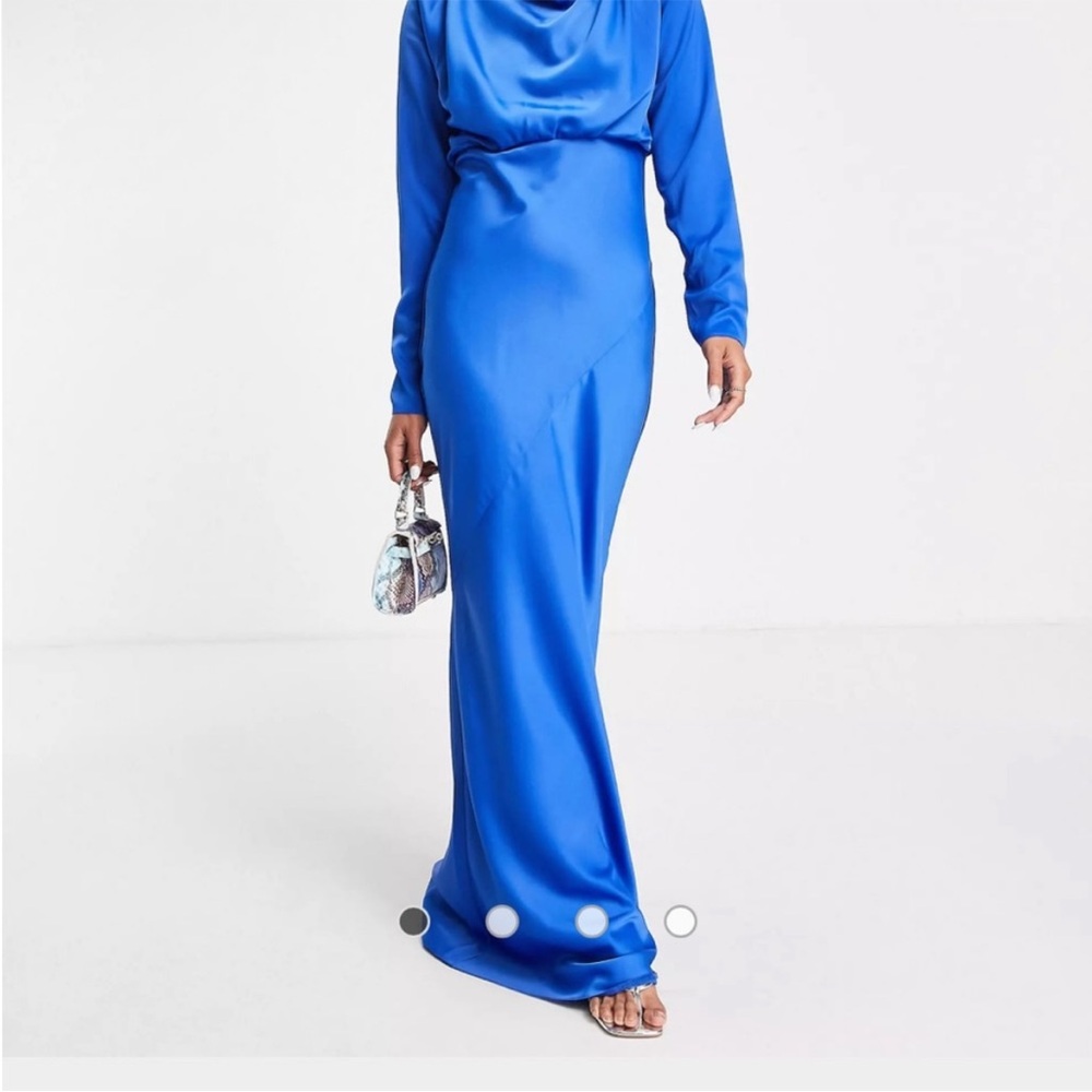 ASOS high neck Elegant Blue Long Sleeve Dress